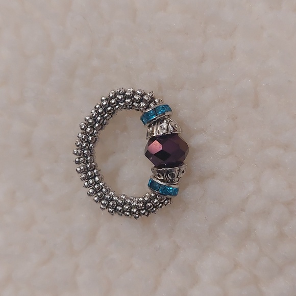 Handmade Beaded Ring w/ Purple Crystal Bead -READ BELOW For Custom Sizin Info! - Picture 5 of 5